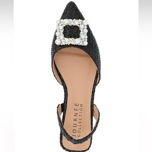 Journee Collection Hannae Embellished Slingback Flats Black Size 8.5 W